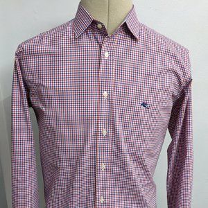 Etro Milano Men's Blue Red Gingham Cotton Italy Long Sleeve Button-Up Shirt 41